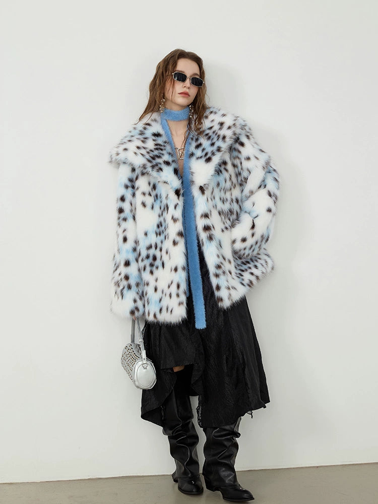 Chic Bobcat Faux Fur Leopard Coat