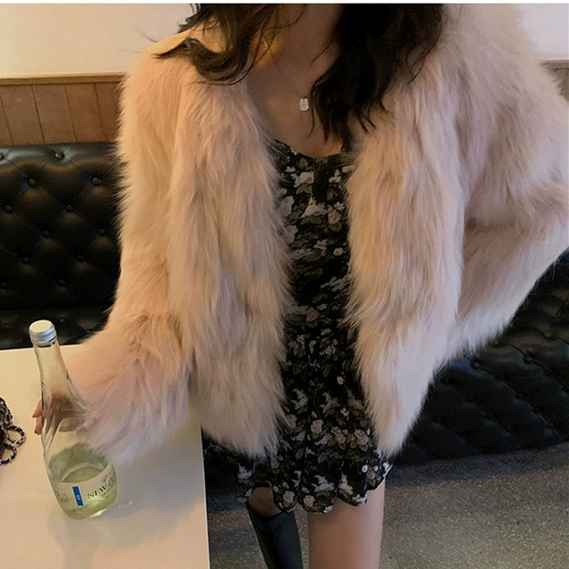 uscan Faux Fox Fur Slim Jacket