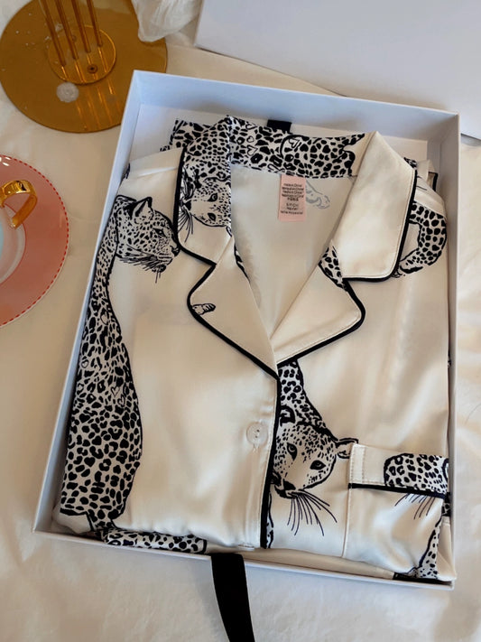 Victor Leopard Silk Pajamas Set