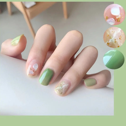 Marble smudged shell gold foil wearing nail finished fake nail manicure patch nail patch stall supply