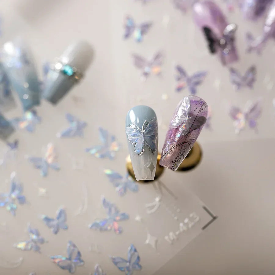 Purple Butterfly Nail Stickers Art Stickers