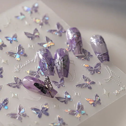 Purple Butterfly Nail Stickers Art Stickers