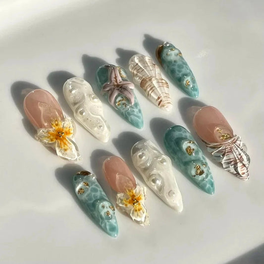 Handmade On Nails Girls 3D Shell Style