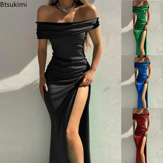 Off-Shoulder Slit Gown