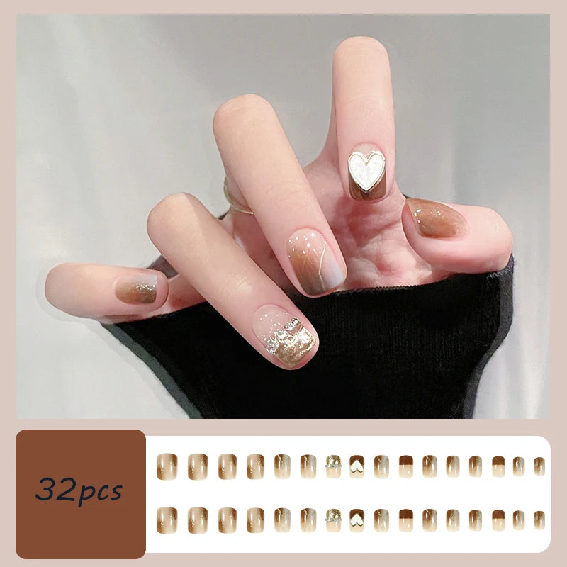 32Pcs Caramel Color False Nails_Amber